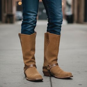 O’Sullivan Vintage Suede Leather Harness Cowboy Boots 8D